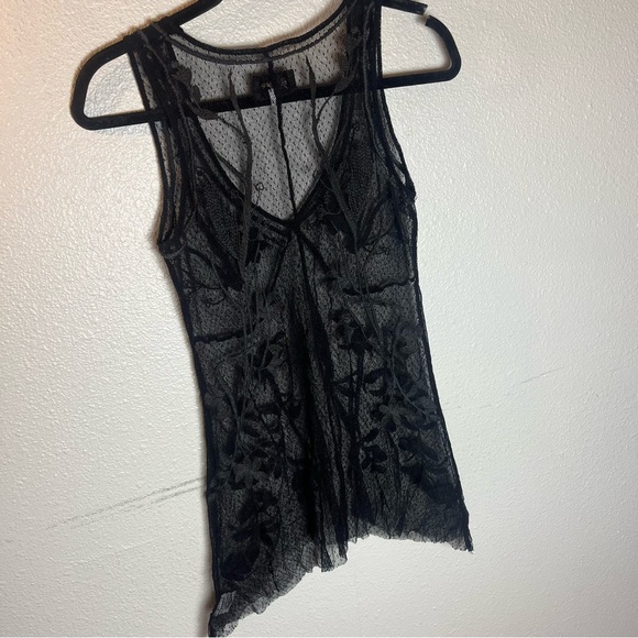 Johnny was biya sheer embroidered black lace tank top - Picture 2 of 6